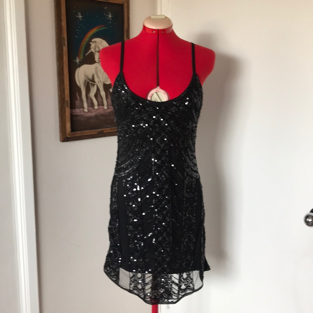 Fully Sequined Black Cocktail Dress